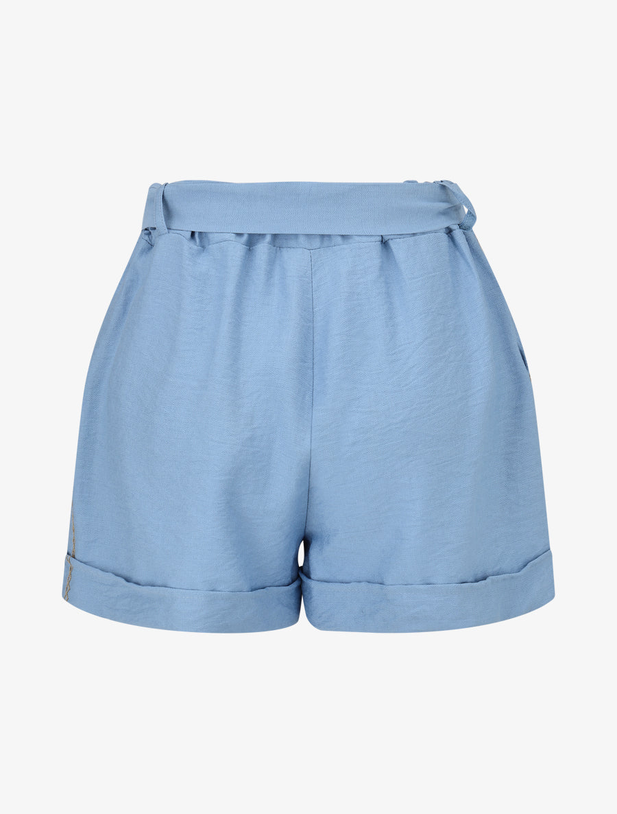 Short uni à revers - Bleu ciel - 2
