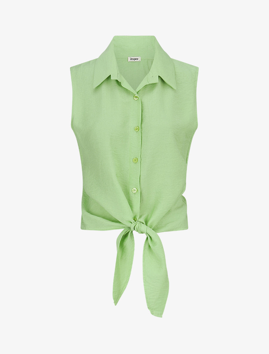 Chemise sans manches à nouer - Vert pomme - 1