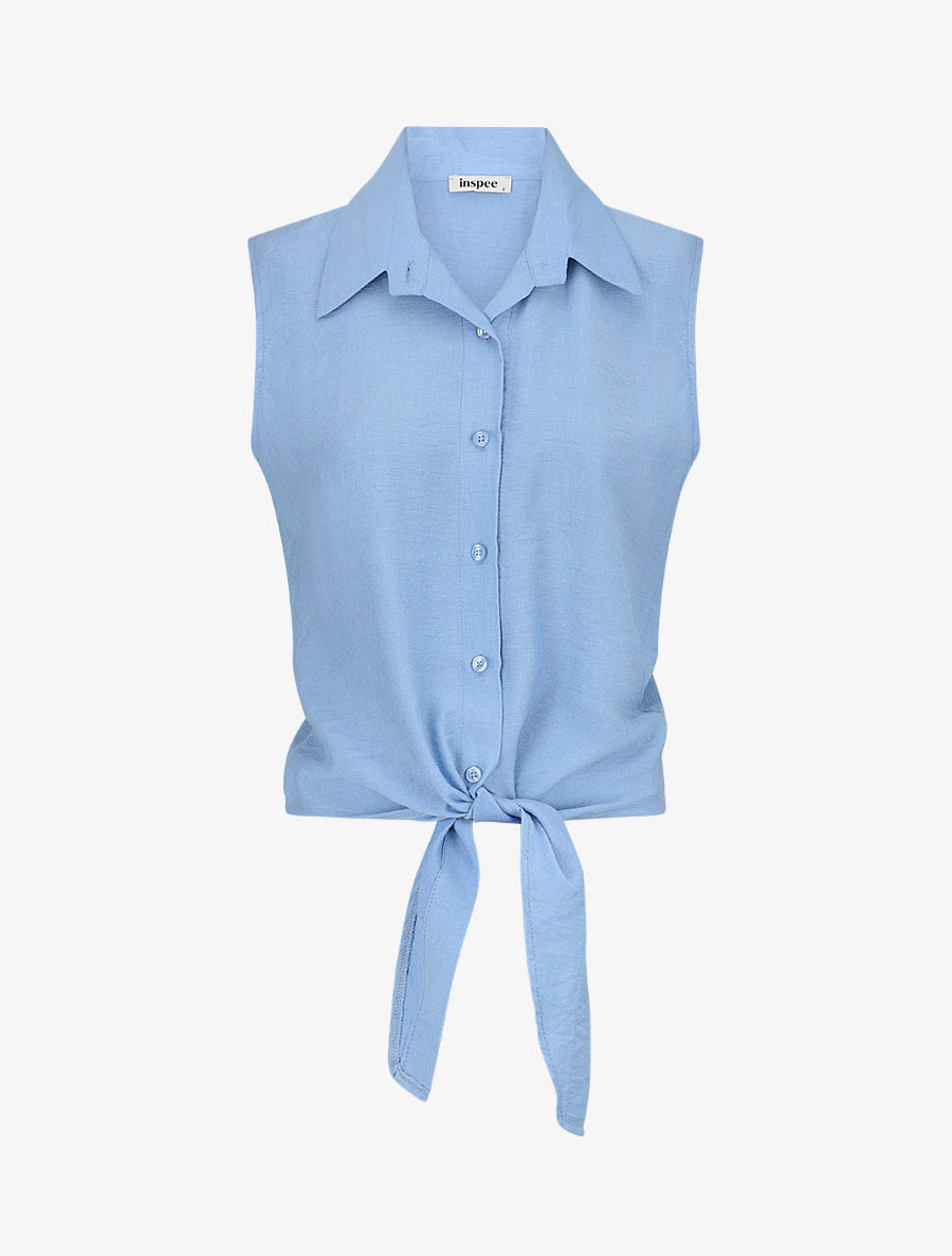 Chemise sans manches à nouer - Bleu ciel - 1
