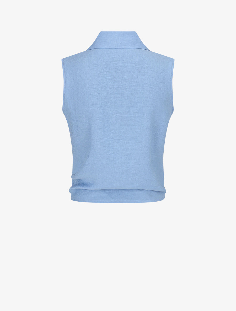Chemise sans manches à nouer - Bleu ciel - 2