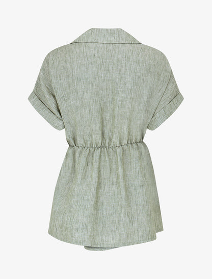 Blouse manches courtes à col cache-coeur - Kaki - 2