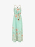 Robe longue imprimé floral à bretelles en corde - Vert d&