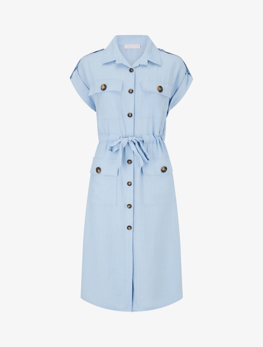 Robe droite à fines rayures - Bleu ciel - 1
