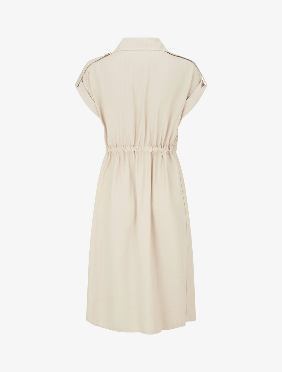 Robe droite à fines rayures - Beige - 2
