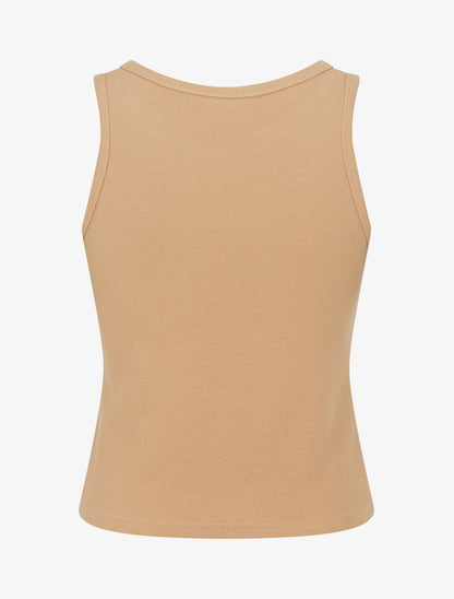 Crop top côtelé cloutés - Camel - 2