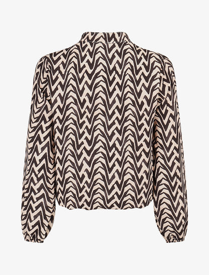 Blouse imprimé vagues stylisées - Noir - 2