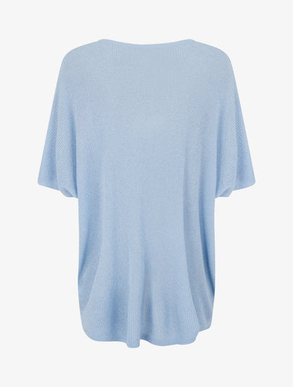 Top oversize en maille fine irisée - Bleu ciel - 2