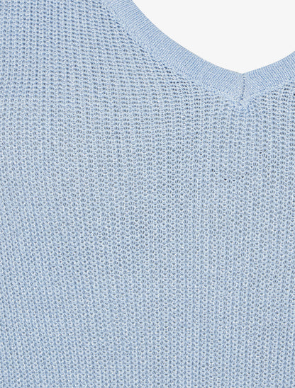 Top oversize en maille fine irisée - Bleu ciel - 3