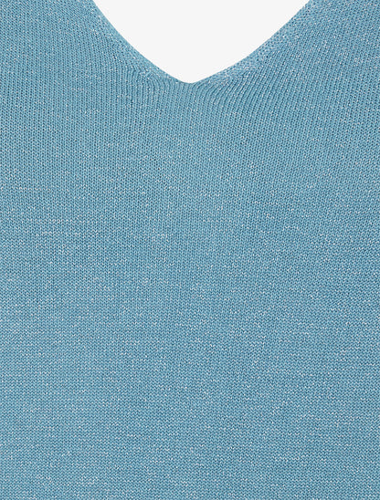 Top irisé à emmanchure basse - Bleu lagon - 3