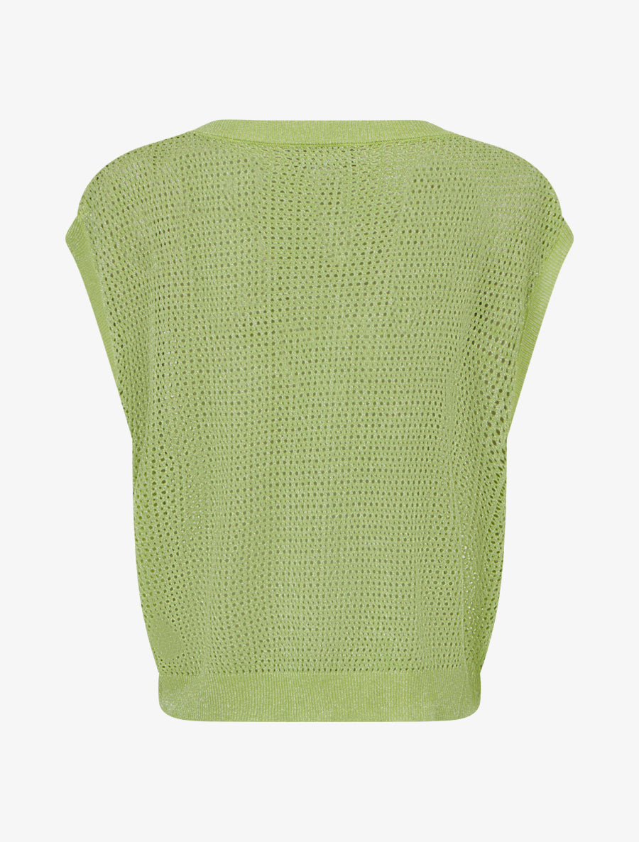 Top filet de pêche en maille irisée - Vert pomme - 2