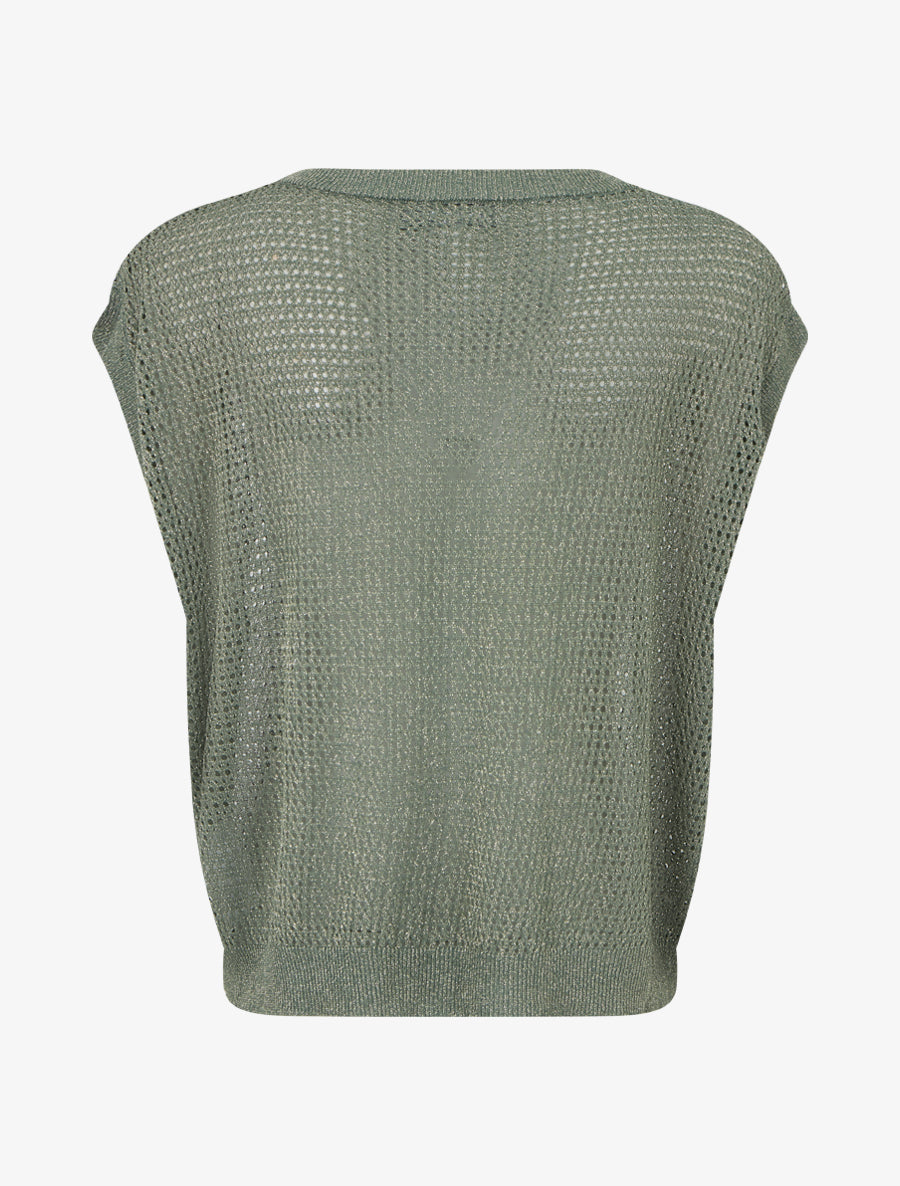Top filet de pêche en maille irisée - Kaki - 2
