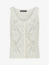 Top boutonné en maille ajourée - Beige - 1