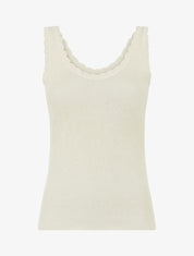 Débardeur festonné en maille irisée - Beige - 1