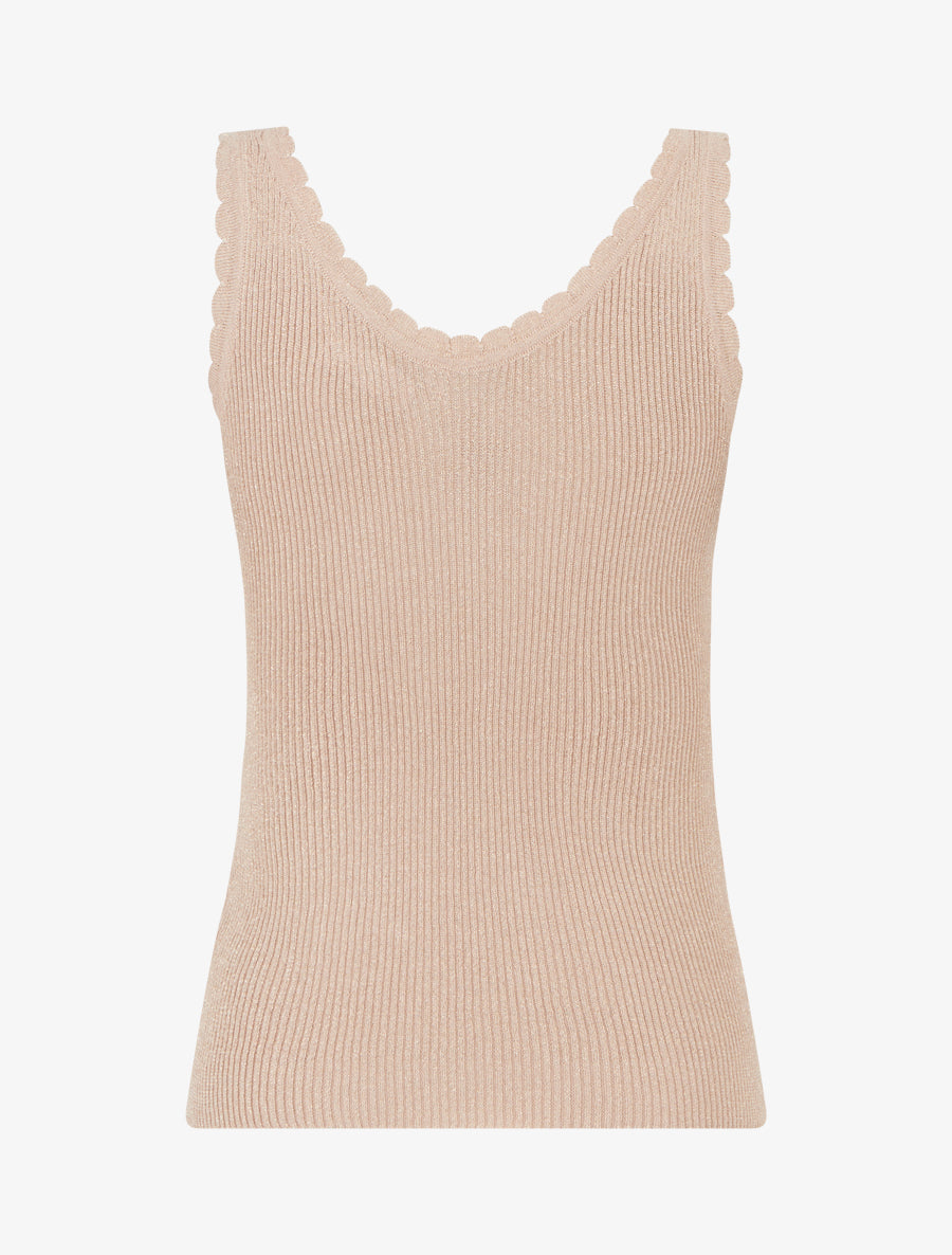 Débardeur festonné en maille irisée - Beige rosé - 2