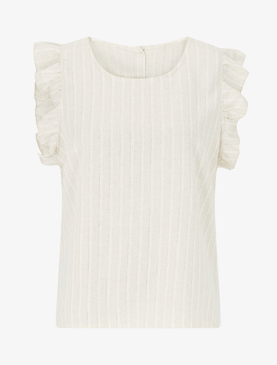 Top droit rayé à mancherons - Beige/or - 1