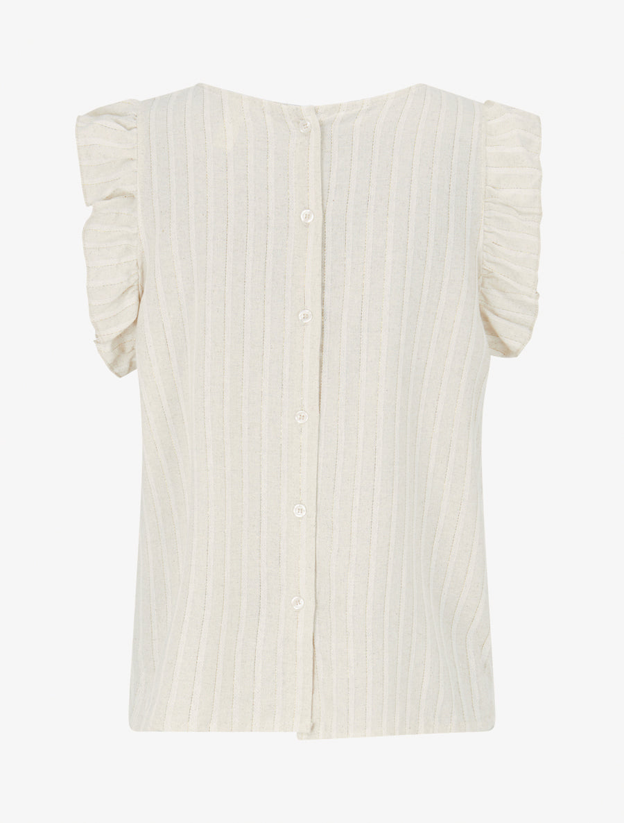 Top droit rayé à mancherons - Beige/or - 2