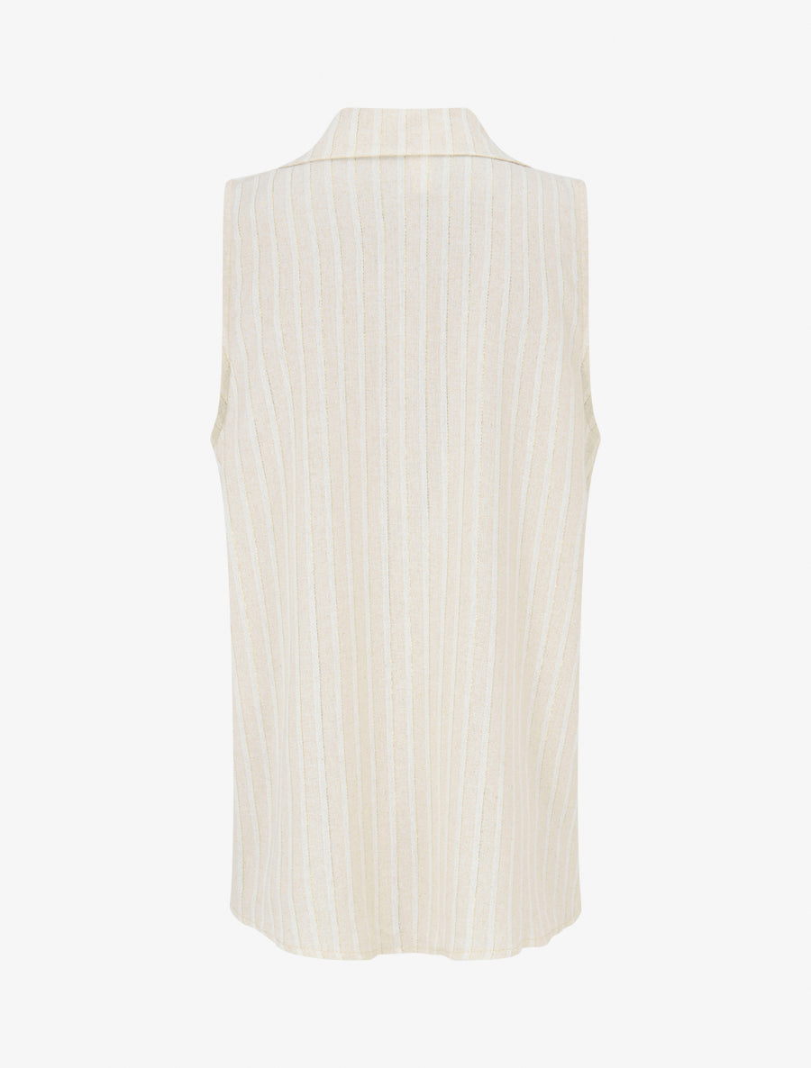 Top sans manches à rayures irisées - Beige - 2
