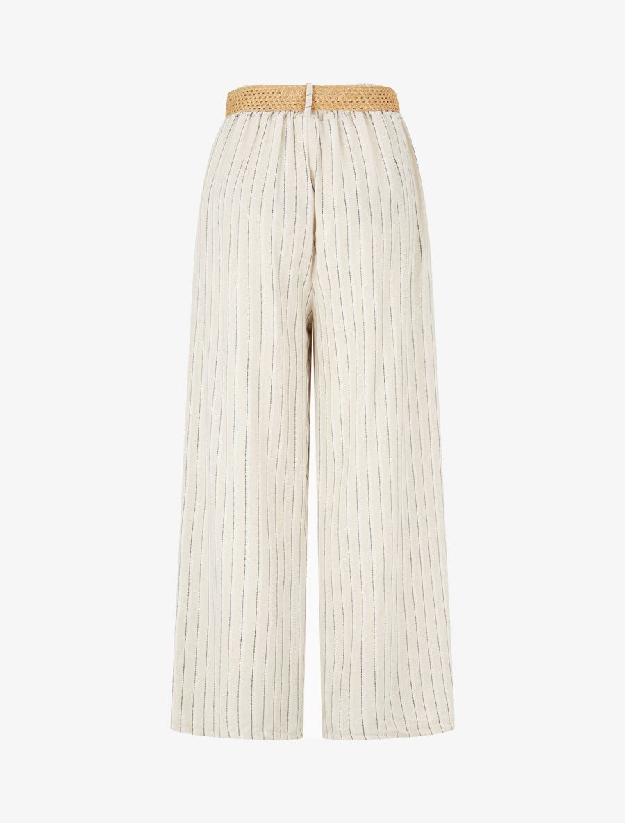 Pantalon élastiqué à rayures irisées - Beige/noir - 2