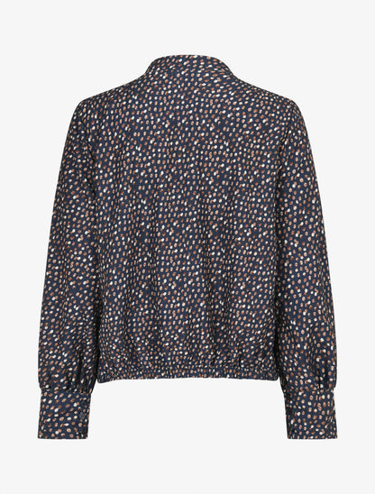 Blouse cache-coeur imprimé pois - Marine - 2
