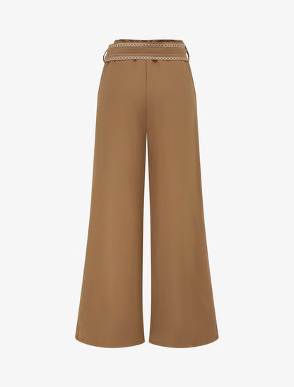 Pantalon ample uni à ceinture - Camel - 2