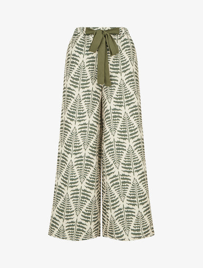 Pantalon ample et fluide imprimé fantaisie - Kaki - 1