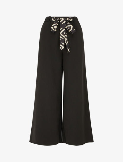 Pantalon ample à lien imprimé graphique - Noir - 1