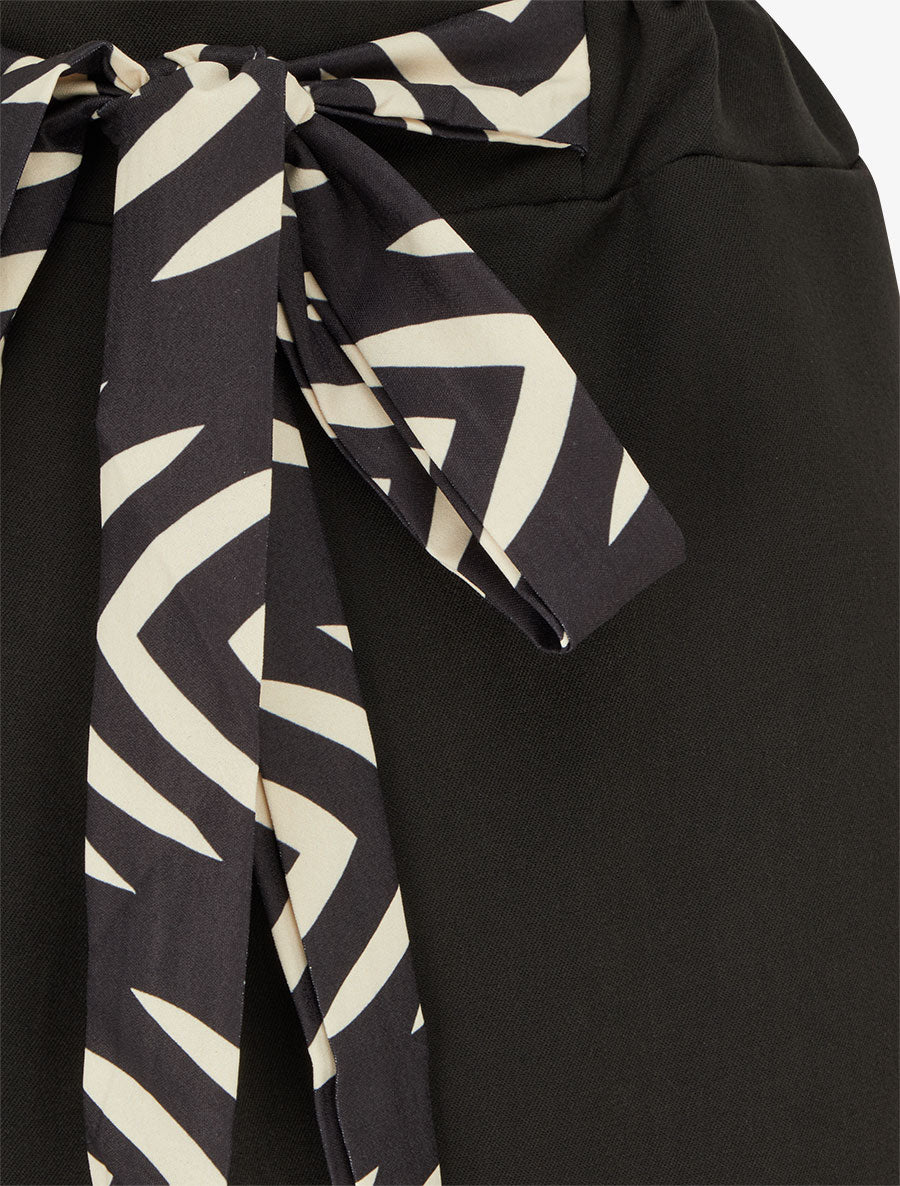 Pantalon ample à lien imprimé graphique - Noir - 3