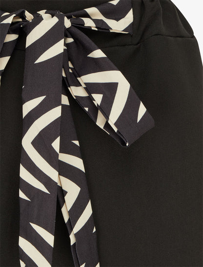 Pantalon ample à lien imprimé graphique - Noir - 3