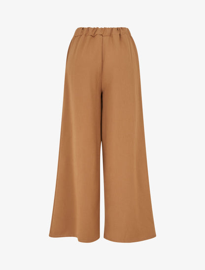 Pantalon ample à lien imprimé graphique - Camel - 2