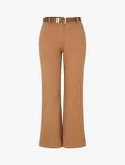 Pantalon droit basique ceinturé - Camel - 1