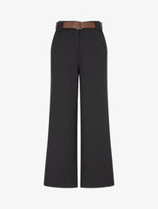 Pantalon droit uni taille haute - Noir - 1