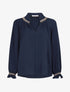Blouse droite à détail brodé - Marine - 1