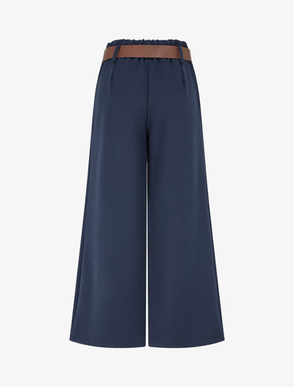 Pantalon élastiqué coupe ample - Marine - 2