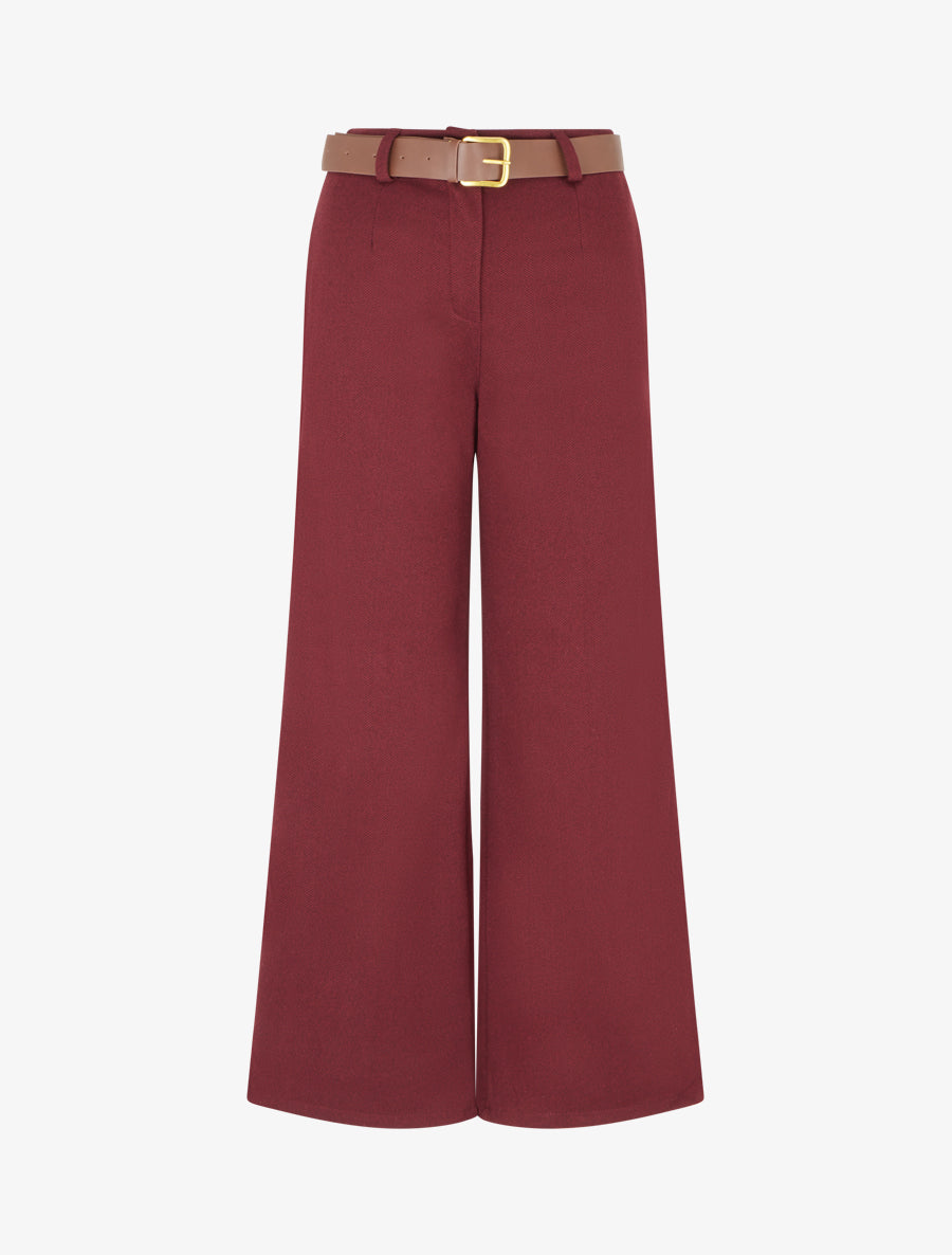 Pantalon ample imprimé chevron - Bordeaux - 1