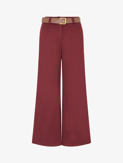 Pantalon ample imprimé chevron - Bordeaux - 1