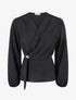 Blouse unie à empiècement bijou - Noir - 1