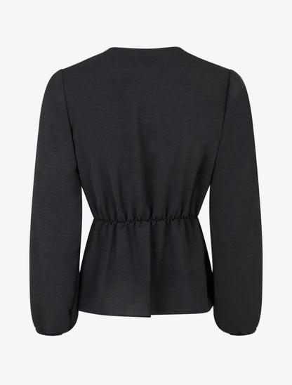 Blouse unie à empiècement bijou - Noir - 2