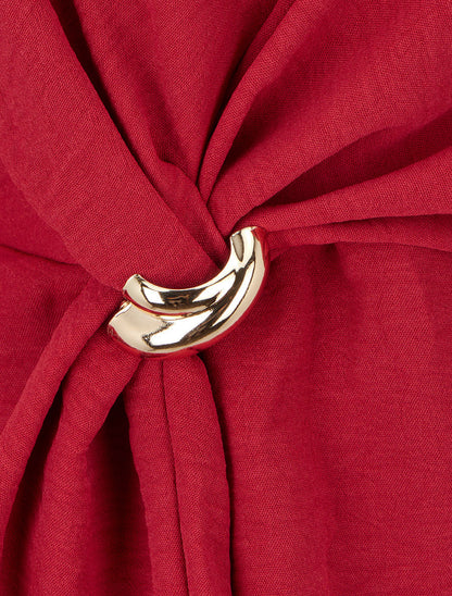 Blouse unie à empiècement bijou - Bordeaux - 3