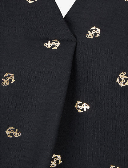 Blouse à manches longues motif ancres irisées - Noir - 3