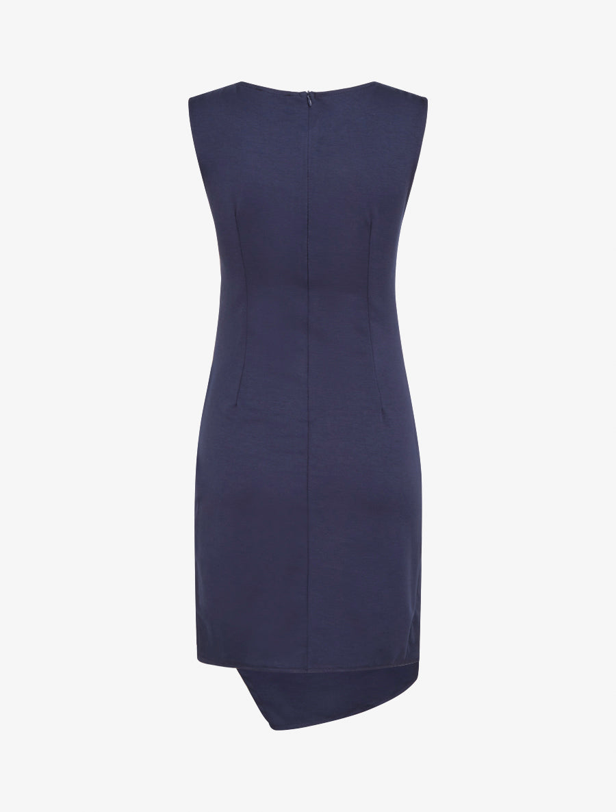 Robe sans manches à col en dentelle - Marine - 2