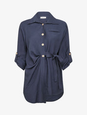 Chemise asymétrique effet drapé - Marine - 1
