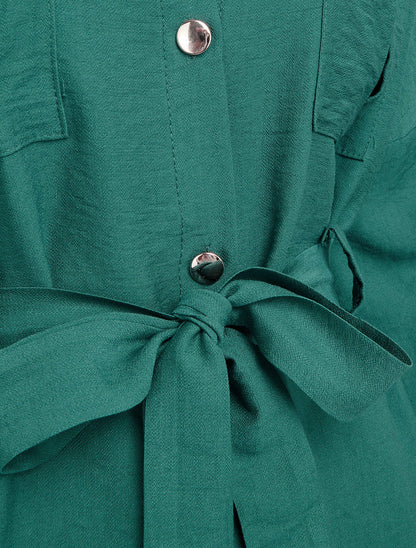 Chemise fluide ceinturée - Vert foncé - 3