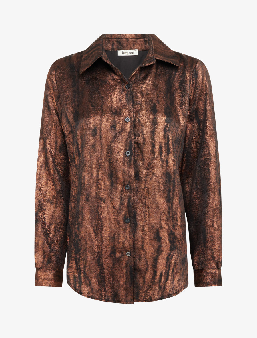 Chemise fluide irisée coupe droite - Rouille - 1
