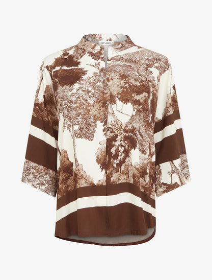 Top ample imprimé arbre - Marron - 1