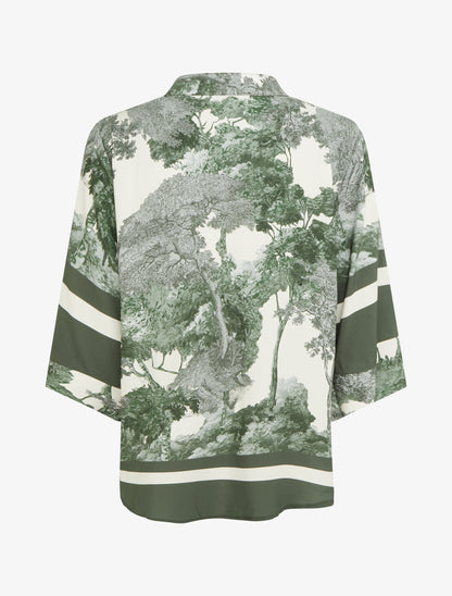 Top ample imprimé arbre - Kaki - 2