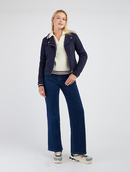 Veste en suédine style perfecto - Marine - 8