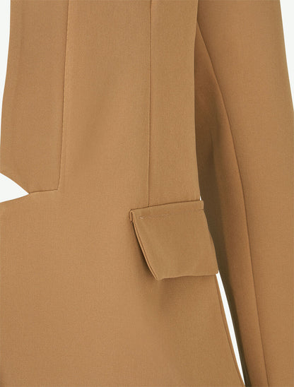 Veste à col droit et bord cranté - Camel - 3
