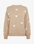 Pull en maille à motifs coeurs - Beige - 1