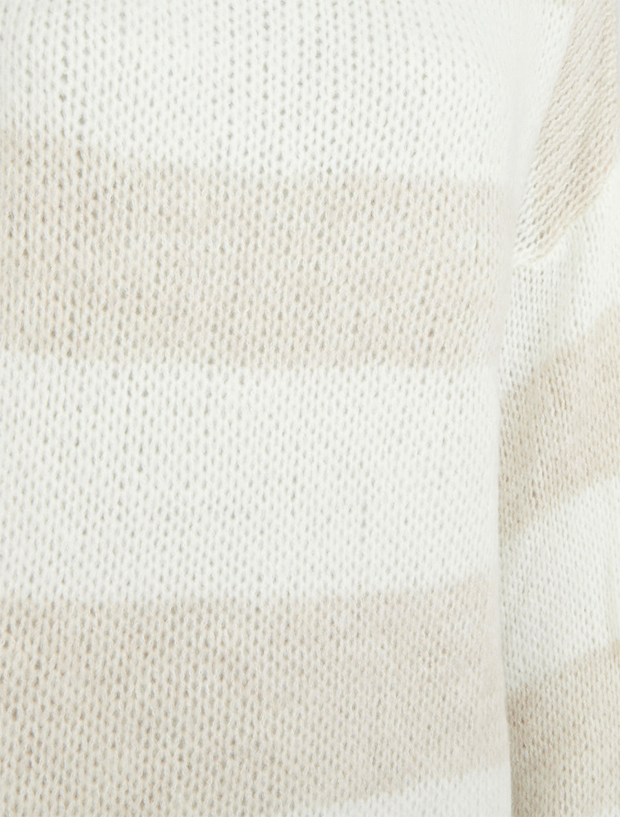 Pull en maille rayé bicolore - Beige - 3