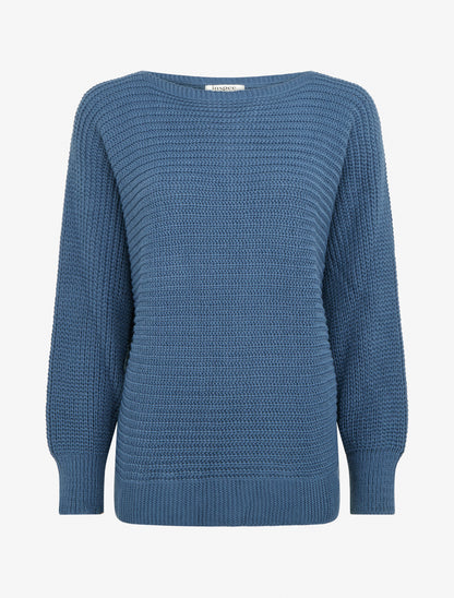 Pull uni à manches chauves-souris - Bleu - 1